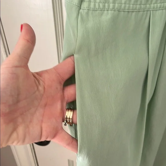 VINTAGE ROBBIE BEE pistachio Mint sage Green silk drop waist Dress 10 minimal - Picture 5 of 14